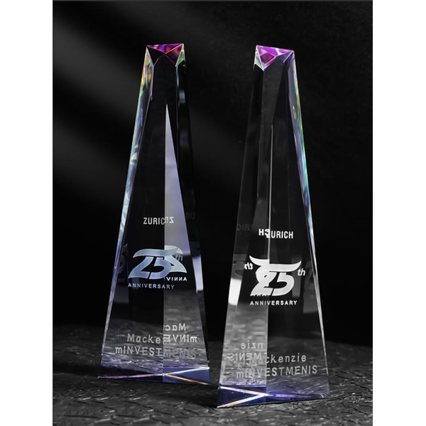 Angular Crystal Trophy - custom crystal awards with your logo