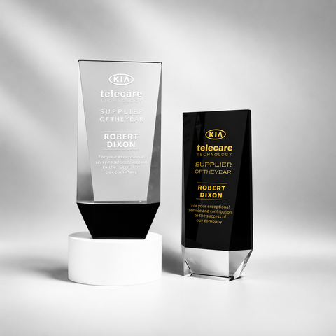 Corporate Crystal Trophy - custom crystal awards with your logo