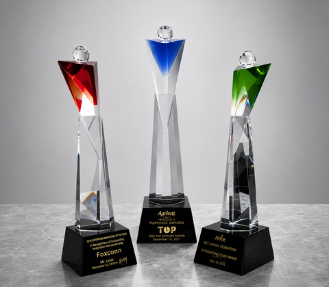 Pointed Orb Crystal Trophy - custom crystal awards with your logo